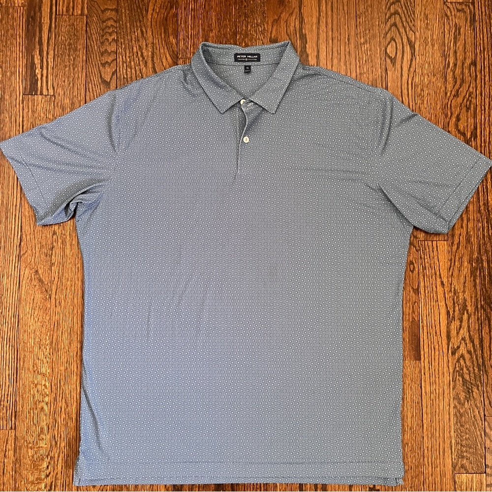 Peter Millar Crown Crafted Polo Men's Size XL Blue Floral Pattern Golf Shirt